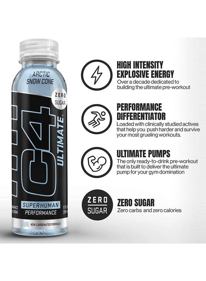 C4 Cellucor C4 Ultimate Non-Carbonated Zero Sugar Energy Drink, Pre Workout Drink + Beta Alanine, 12 Fl Oz (Pack of 12) - Image 2