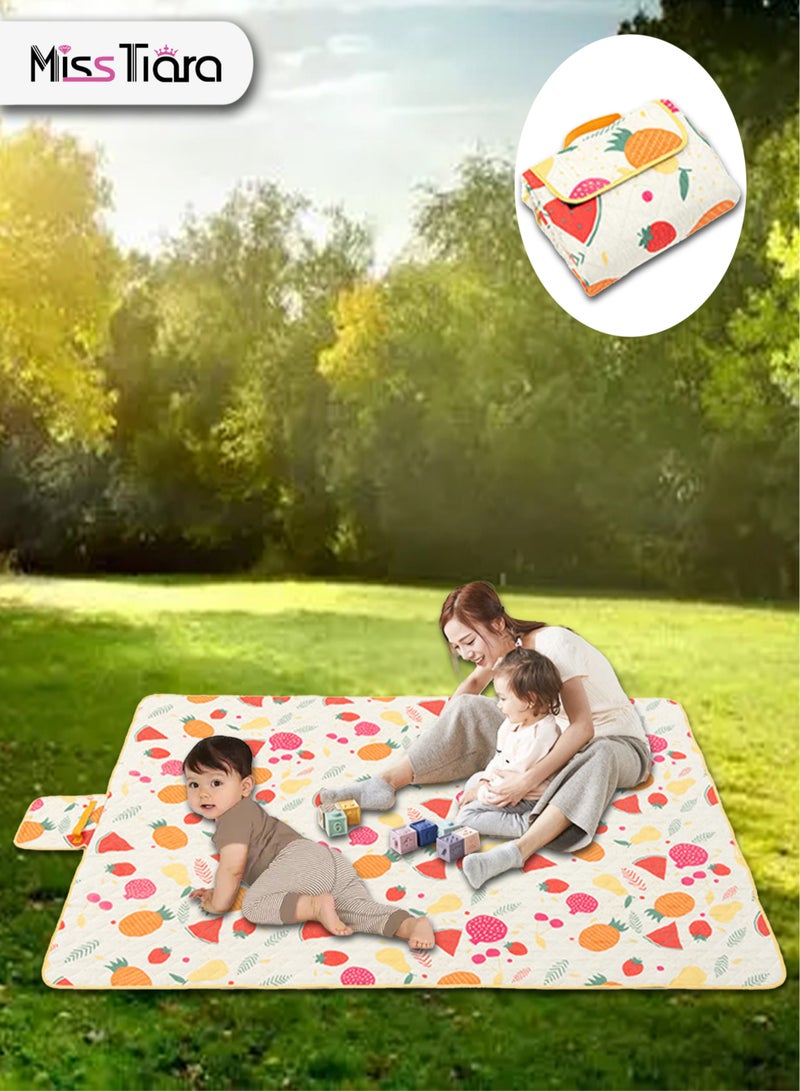 MissTiara Machine Washable Outdoor Folding Portable Picnic Mat Moisture-Proof Pad Three-Layer Material Waterproof and Moisture-Proof Suitable for Baby Crawling - Image 1