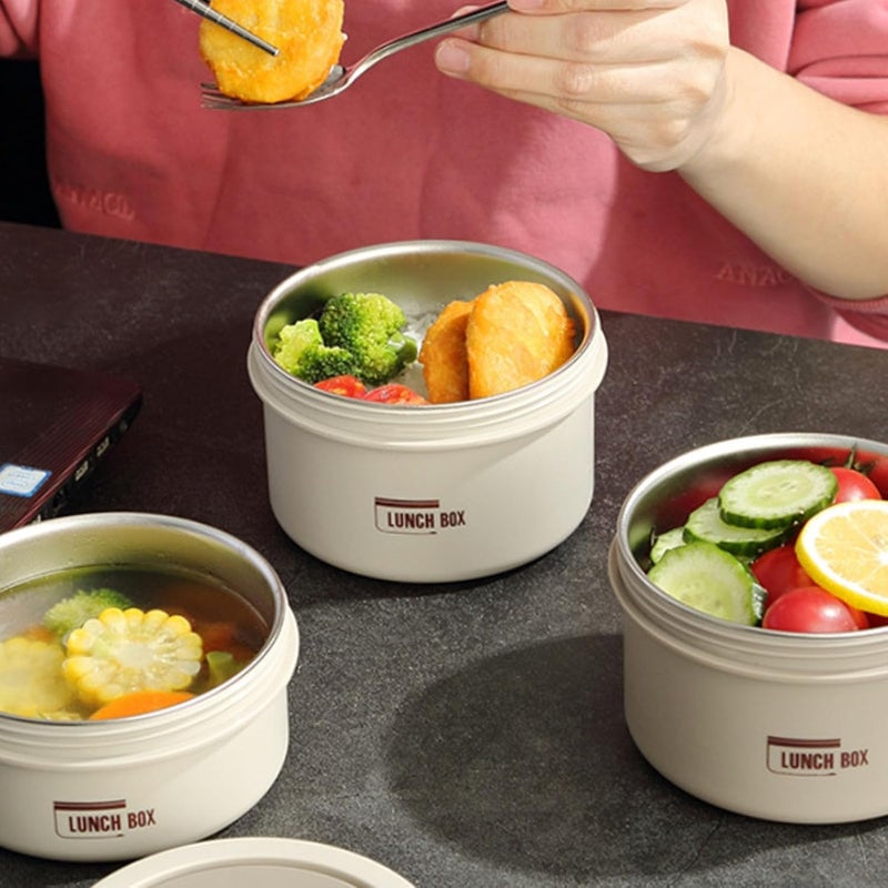 HAPPY HOME Stainless Steel Thermal Bento Box Leakproof Lunch Box,Portable Insulated Lunch Container Set With Bag For Adults, Kids Stackable Stainless Steel Food Container (2 Layer coffee,150ml+350ml) - Image 5