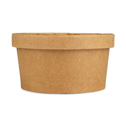 e kysa basics ekysa basics Disposable Craft Paper Food Container with Lid – 500 ml, Thick-Walled, Leak-Resistant, Eco-Friendly Bowl/Tub, Brown, Pack of 15 - Image 1