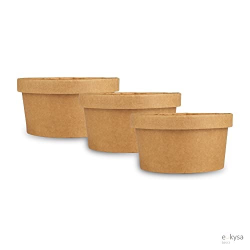 e kysa basics ekysa basics Disposable Craft Paper Food Container with Lid – 500 ml, Thick-Walled, Leak-Resistant, Eco-Friendly Bowl/Tub, Brown, Pack of 15 - Image 4