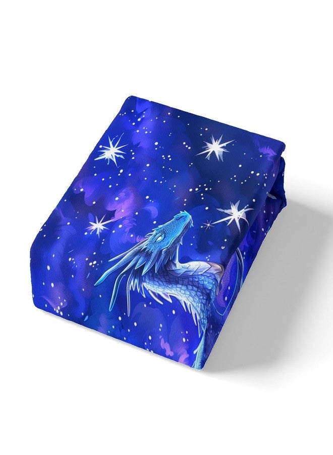 Homewish Dragon Fitted Sheet Twin Size,Starry Sky Mountains Bedding Set for Kids Girls Boys Room Decor,Blue Purple Western Magical Bed Sheet 2Pcs,Wild Animal Trippy Sheet Set,1 Pillowcase - Image 4