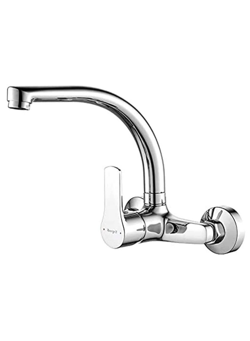 ALMIFTAH Premium Chrome Wall-Mounted Kitchen Sink Faucet – 360° Swivel Spout, Single Lever Control, Solid Brass Body | Modern Wall Tap for Kitchen, Bathroom & Utility Sink - Image 1