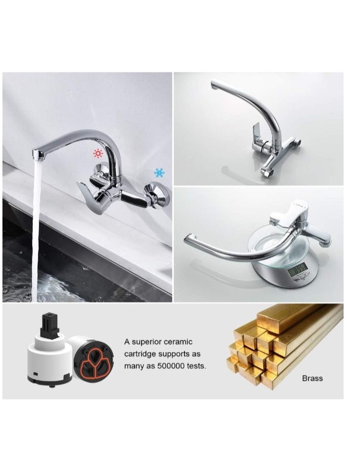 ALMIFTAH Premium Chrome Wall-Mounted Kitchen Sink Faucet – 360° Swivel Spout, Single Lever Control, Solid Brass Body | Modern Wall Tap for Kitchen, Bathroom & Utility Sink - Image 4