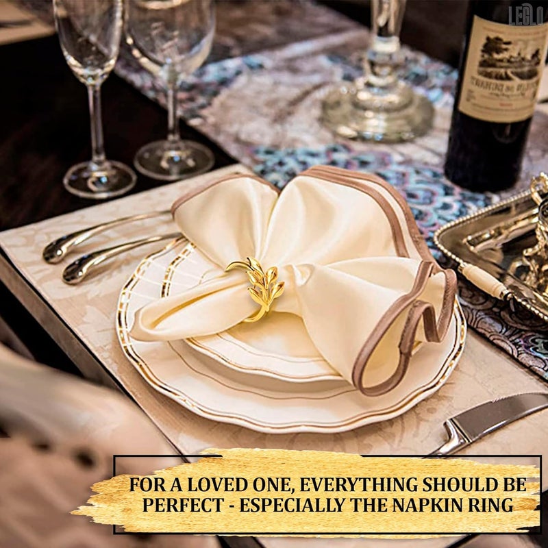LEGLO 20 Pcs Gold Fall Napkin Rings - Gold Napkin Rings Bulk Gold Leaf Napkin Rings Flower Napkin Rings Boho Napkin Rings Set of 20 - Napkin Rings Gold Table Napkins Rings Napkin Holders for Cloth Napkins - Image 5