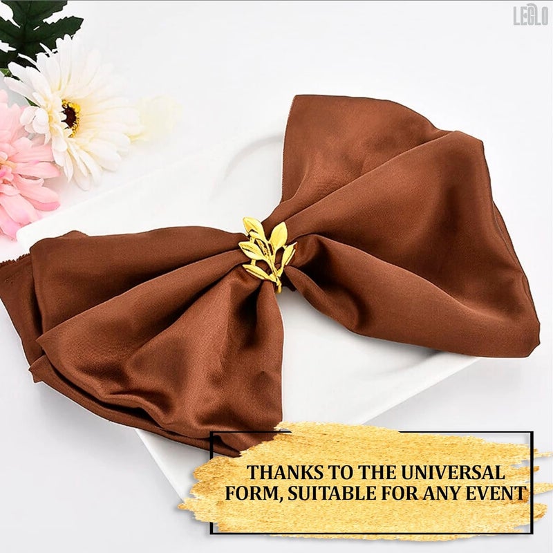 LEGLO 20 Pcs Gold Fall Napkin Rings - Gold Napkin Rings Bulk Gold Leaf Napkin Rings Flower Napkin Rings Boho Napkin Rings Set of 20 - Napkin Rings Gold Table Napkins Rings Napkin Holders for Cloth Napkins - Image 4