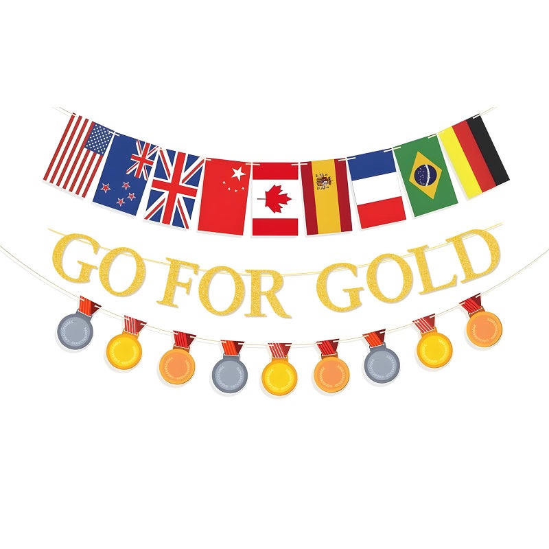 KSKSPE GO FOR GOLD Banner, KSKSPE Championship Trophy Banner for Sports Competition Themed Party Decorations, Hanging Streamer Backdrop Decor for Party Supplies - Image 1