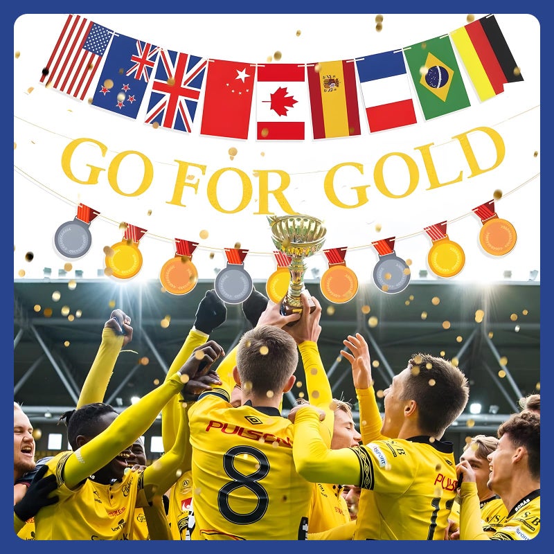 KSKSPE GO FOR GOLD Banner, KSKSPE Championship Trophy Banner for Sports Competition Themed Party Decorations, Hanging Streamer Backdrop Decor for Party Supplies - Image 5