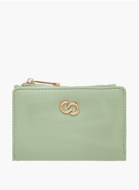 Women Textured Bi-Fold Wallet with Zip Closure