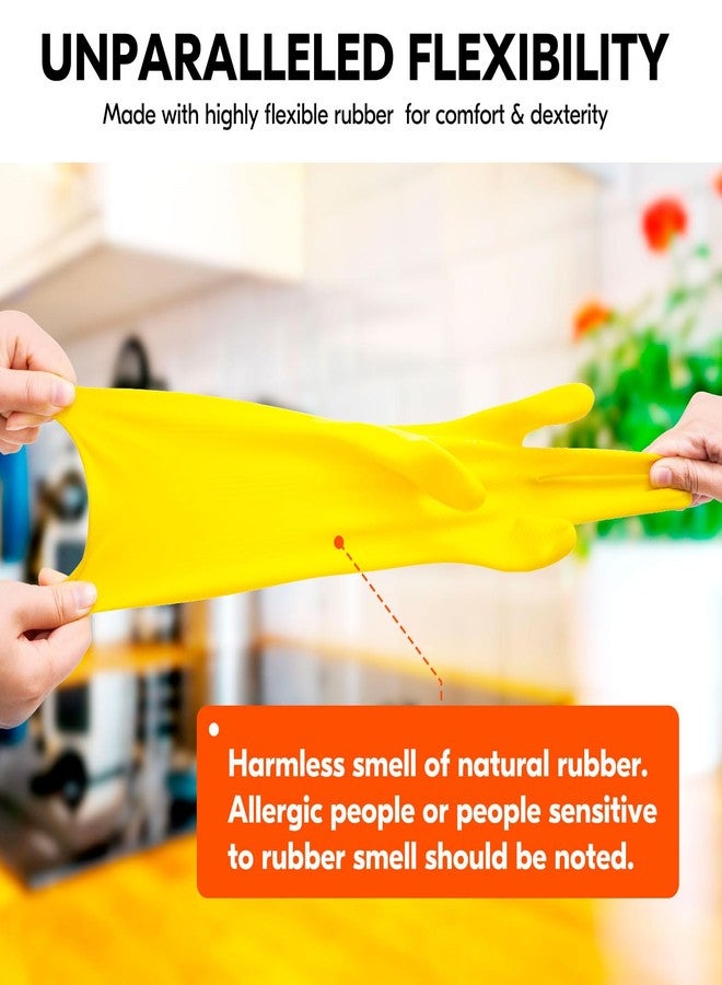 Vgo... 10-Pairs Reusable Household Gloves, Rubber Dishwashing gloves, Extra Thickness, Long Sleeves, Kitchen Cleaning, Working, Painting, Gardening, Pet Care (Size M, Yellow, HH4601) - Image 5