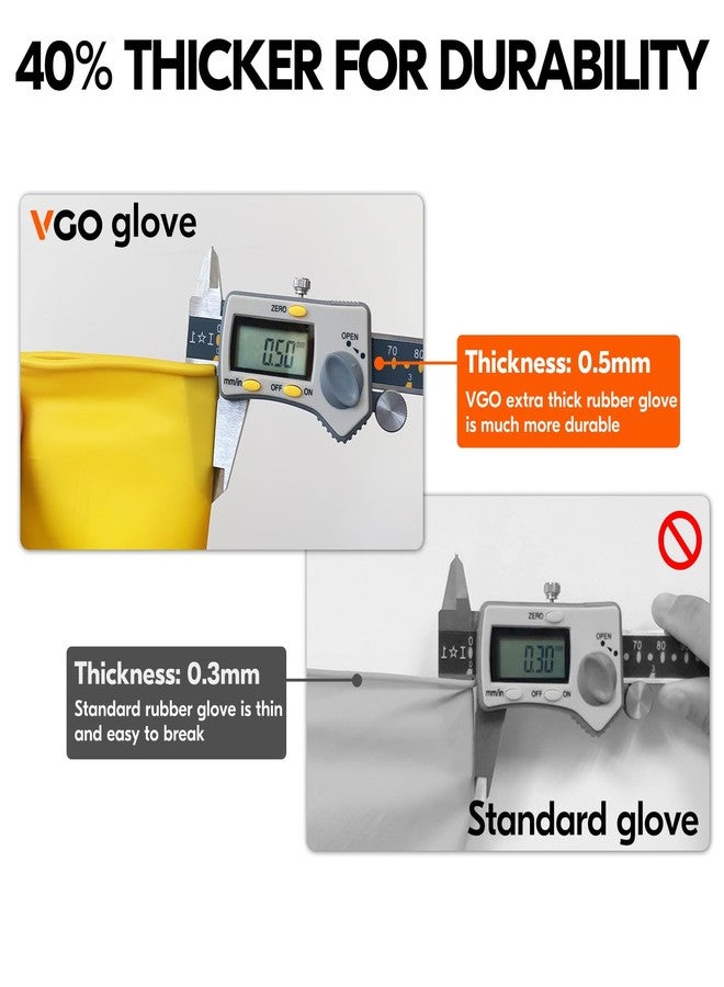 Vgo... 10-Pairs Reusable Household Gloves, Rubber Dishwashing gloves, Extra Thickness, Long Sleeves, Kitchen Cleaning, Working, Painting, Gardening, Pet Care (Size M, Yellow, HH4601) - Image 2