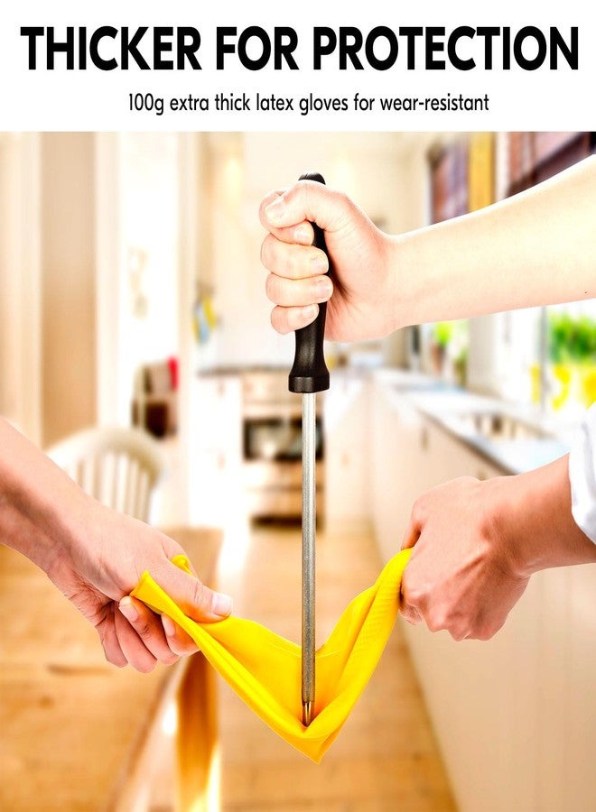 Vgo... 10-Pairs Reusable Household Gloves, Rubber Dishwashing gloves, Extra Thickness, Long Sleeves, Kitchen Cleaning, Working, Painting, Gardening, Pet Care (Size M, Yellow, HH4601) - Image 4