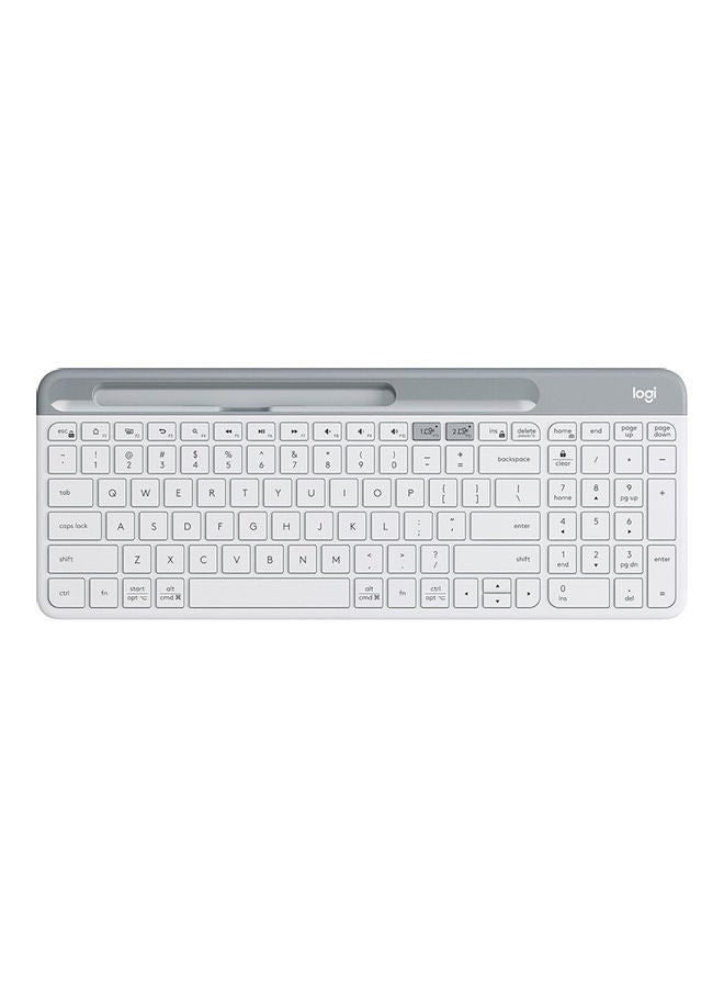 Logitech K580 Slim Multi-Device Wireless Keyboard - Bluetooth/Receiver, Compact, Easy Switch, 24 Month Battery, Windows/Mac, Desktop, Tablet, Smartphone, Laptop Compatible, Arabic Keyboard White - Image 1