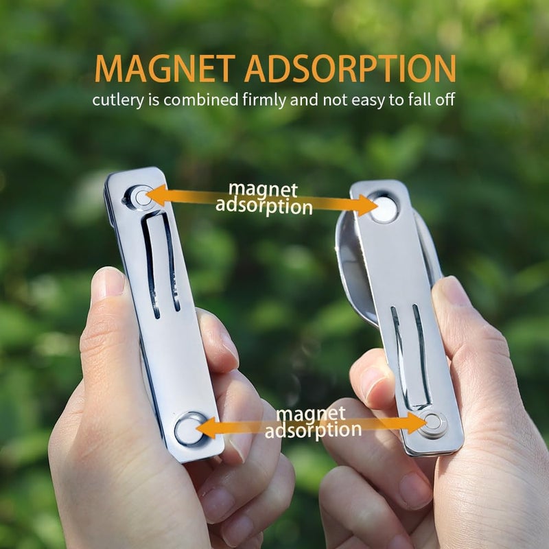Roxon C2 Camping Utensil 2 in 1 Detachable Folding Cutlery with Fork & Spoon for Outdoor, Camping, Hiking, Easy to Carry Highly Practical Tableware - Image 4