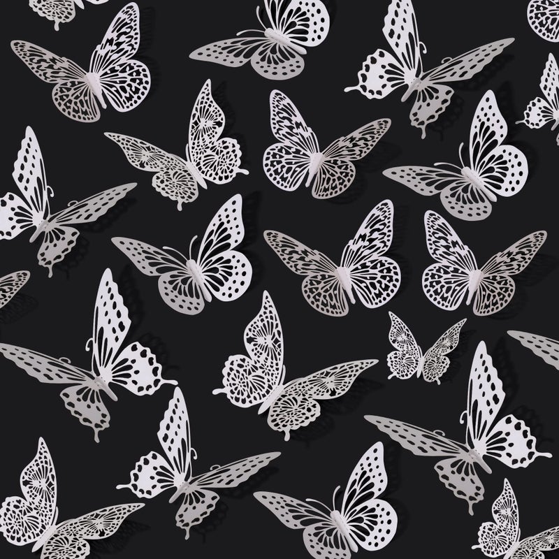 SAOROPEB 3D Butterfly Wall Decor 48 Pcs 4 Styles 3 Sizes Removable Stickers for Birthdays Parties