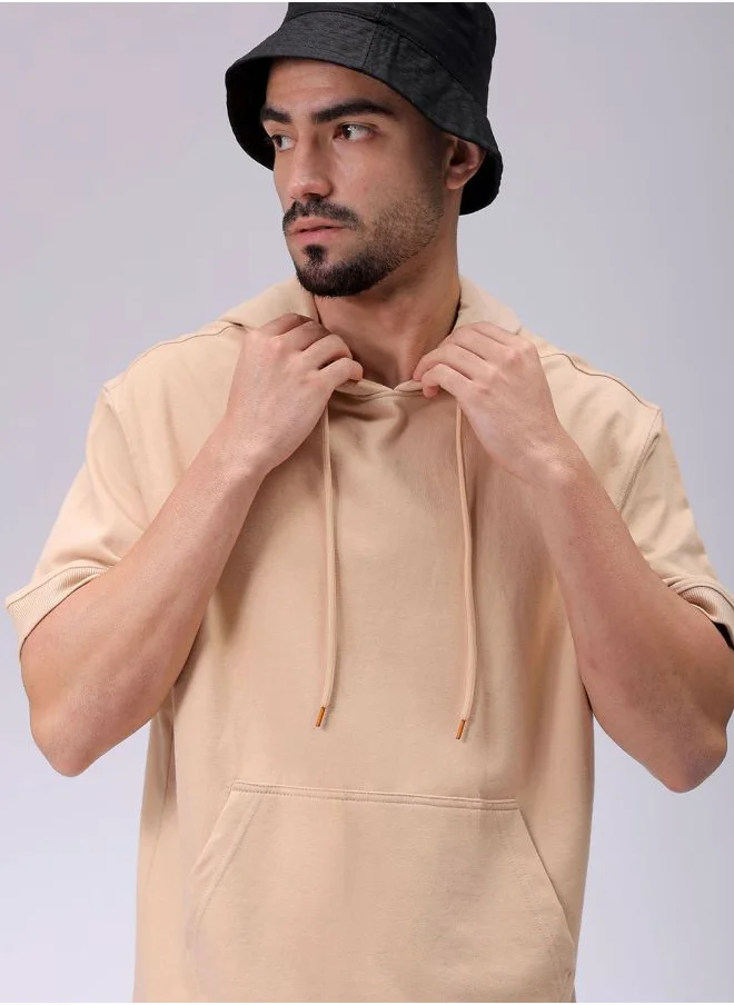 The Indian Garage Co Men Oversized Solid Overhead Hooded Sweatshirt