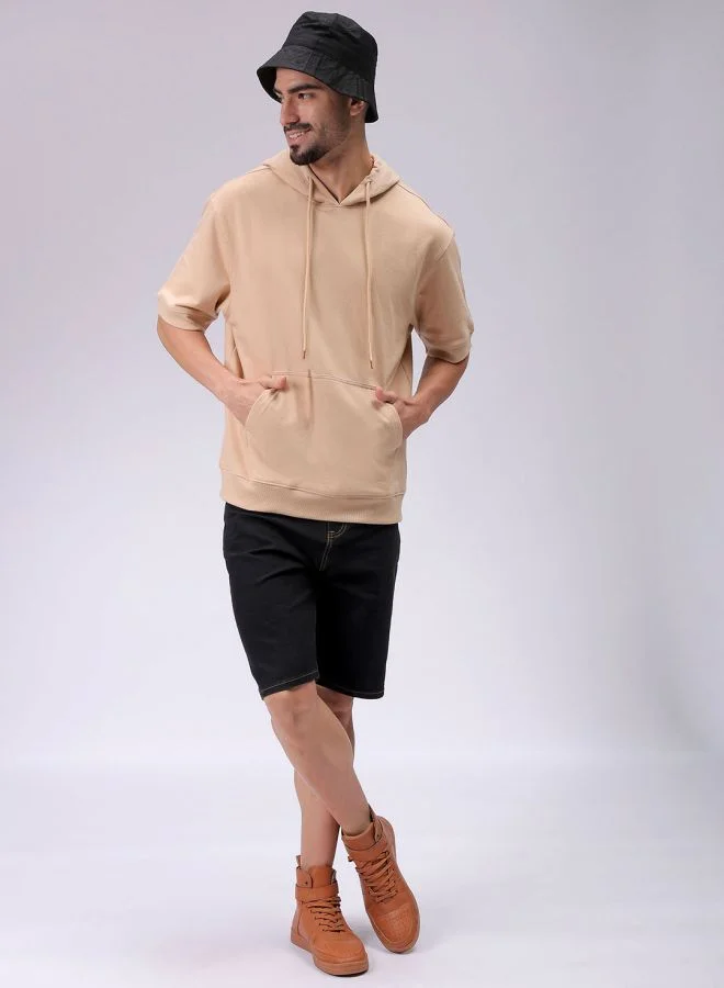 The Indian Garage Co Men Oversized Solid Overhead Hooded Sweatshirt