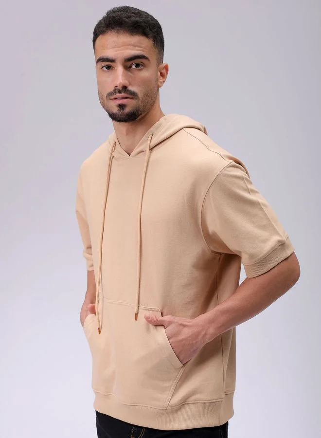 The Indian Garage Co Men Oversized Solid Overhead Hooded Sweatshirt