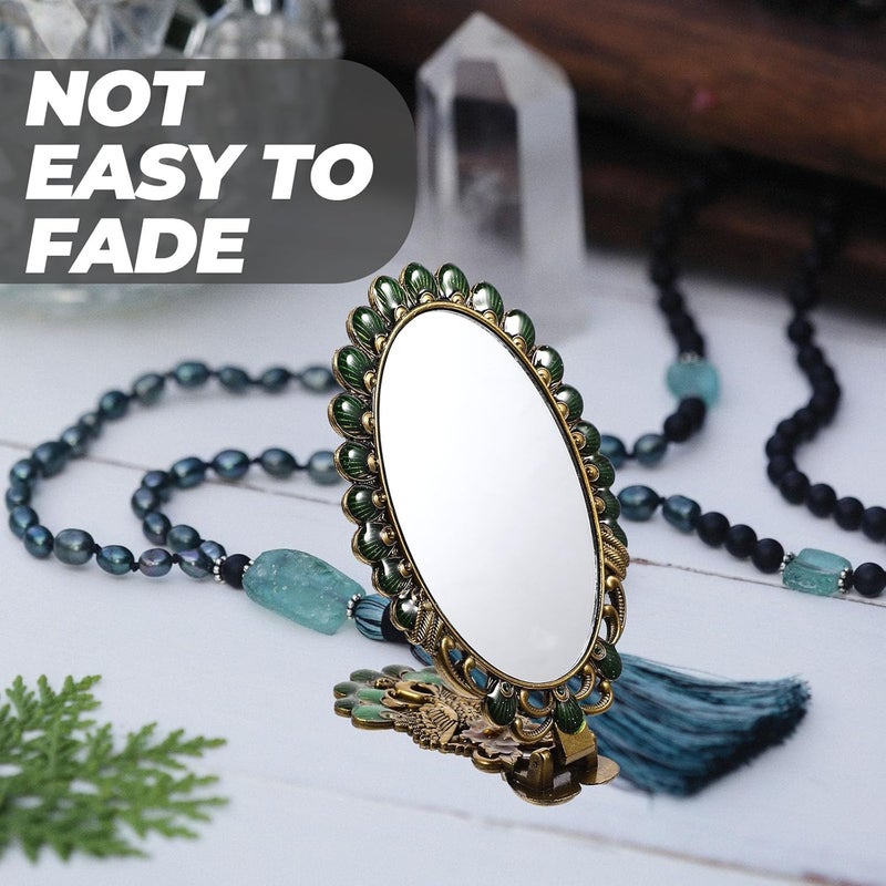 Vintage Foldable Handheld Vanity Mirror Small Portable Cosmetic Makeup Mirror with Handle for Travel and Personal Use in Antique Bronze - Image 4