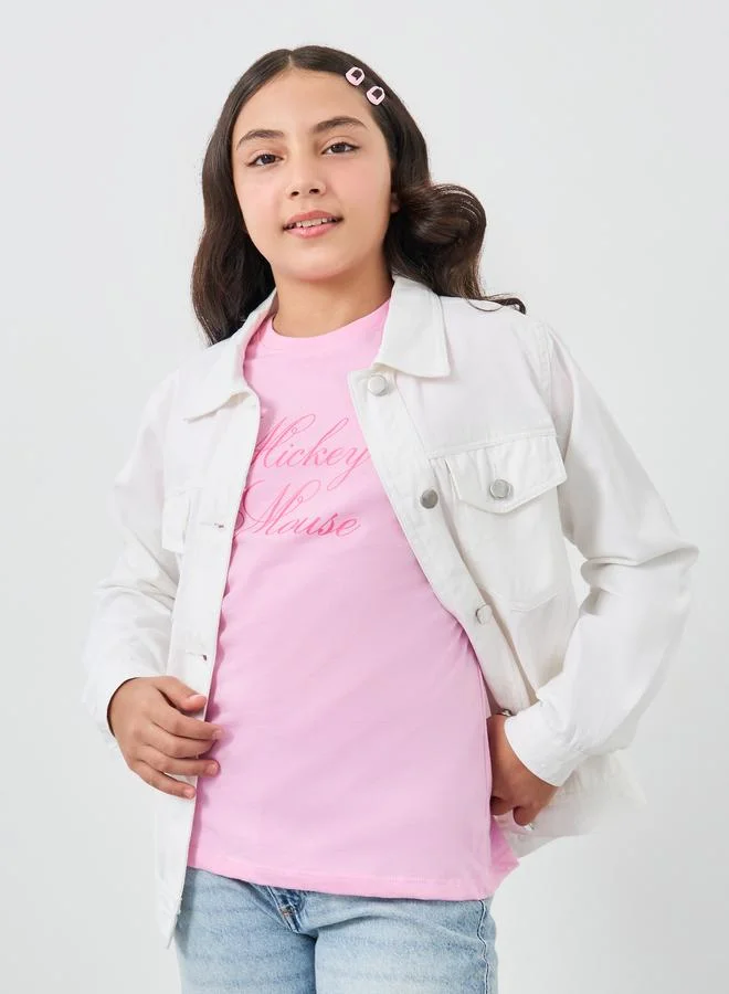 ستايلي Styli White Cotton Denim Jacket with Flap Pocker