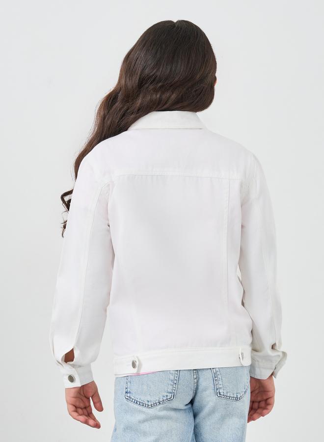 Styli White Cotton Denim Jacket with Flap Pocker - Image 5