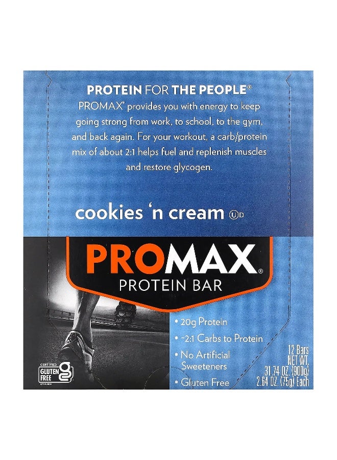 NuGo Nutrition NuGo Nutrition, ProMax Protein Bar, Cookies 'n Cream, 12 Bars, 2.64 oz (75 g) Each - Image 1