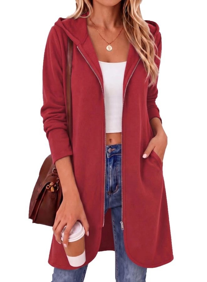 zeagoo Womens Zip Up Hoodies 2026 with Pocket, Red, 3XL - Image 1
