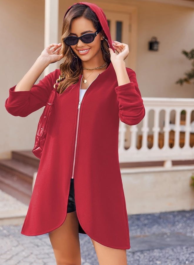 zeagoo Womens Zip Up Hoodies 2026 with Pocket, Red, 3XL - Image 3
