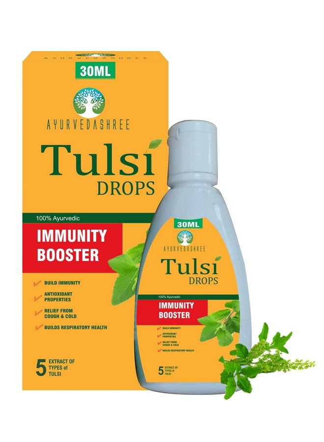 AYURVEDASHREE قطرات تولسي لتعزيز المناعة الطبيعية عبوة 30 مل معتمدة من 5 قطرات تولسي نادرة مختلفة من الريحان المقدس 30 مل - Image 1