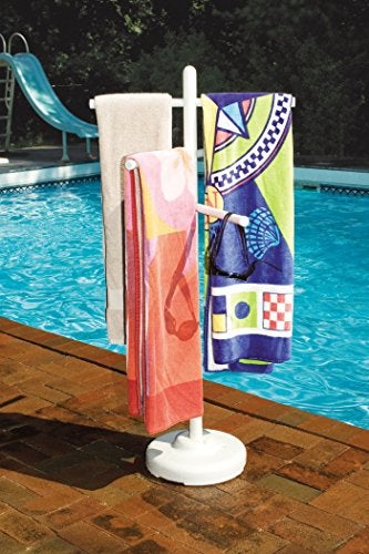 SWIMLINE HYDROTOOLS 89032 Free Standing Poolside Adjustable-Towel Rack With Water Weighted Base Three Arms Tier For Outdoors & Indoors Pool Patio Bathroom Accessory Holder Bar Drying-Stand - Image 2