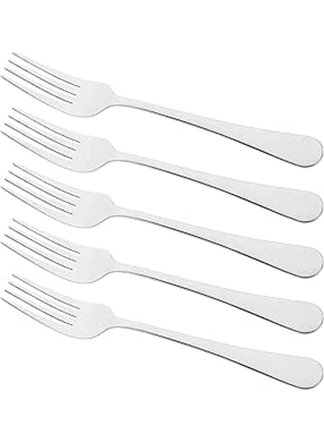 Stainless Steel Steak Forks Set of 5 Silver Kitchen Flatware for Restaurant Home Use - Image 1