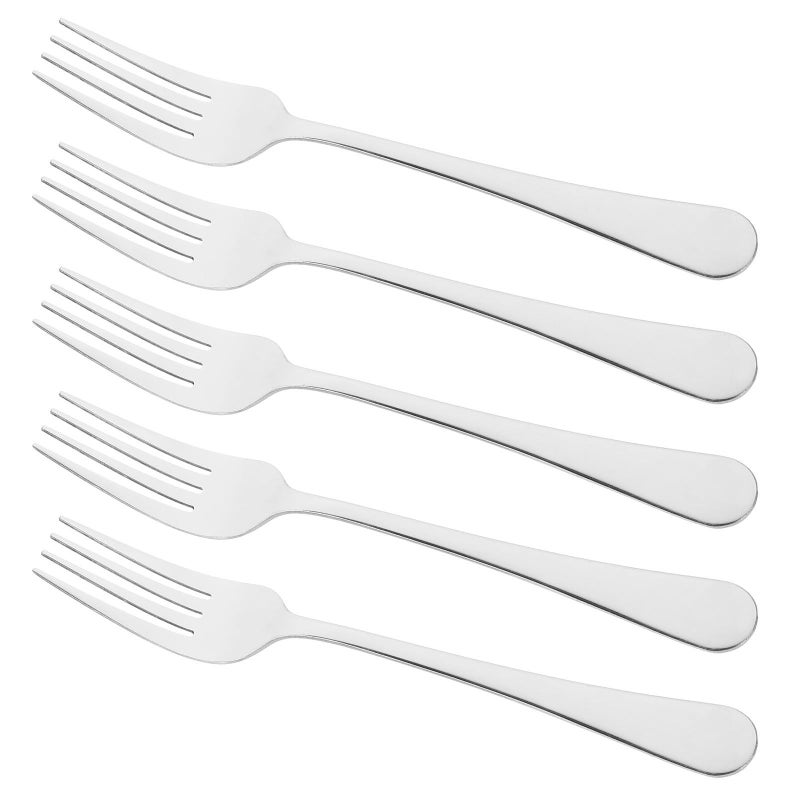 Stainless Steel Steak Forks Set of 5 Silver Kitchen Flatware for Restaurant Home Use - Image 2