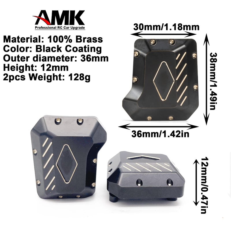 AMK TRX4 Brass Diff Cover 2PCS Front and Rear Axle Diff Cover TRX4 Portal Axle Housing for 1/10 RC Crawler TRX6 TRX4 Upgrade Parts - Image 5