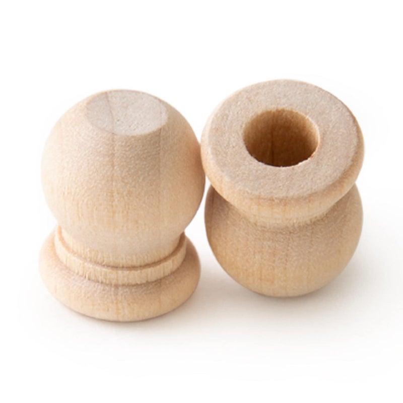 Pinehurst Crafts Wood Dowel Rod Finials, 3/4 Inch Tall with 1/4 Inch Hole, Pack of 12 - Image 3
