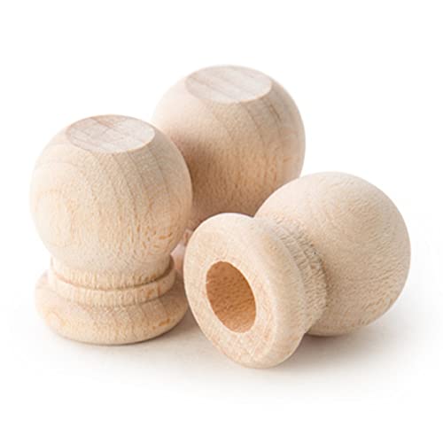 Pinehurst Crafts Wood Dowel Rod Finials, 3/4 Inch Tall with 1/4 Inch Hole, Pack of 12 - Image 2