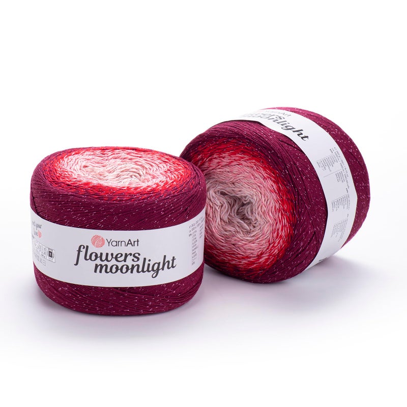 YarnArt YarnArt Flowers Moonlight  Gradient Cotton Acrylic Yarn with Metallic Lurex 917oz 250g 1093 Yards  Shiny Multicolor Cake Yarn for Crochet Knitting Shawls  DIY Projects 3269