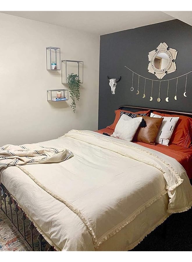 erorex Wall Mirror Decor Round Macrame Hanging Wall Art Decoration For Bedroom Nursery Living Room Apartment Office Entryways Home Teen Girl Mothers Gift Ivory - Image 3