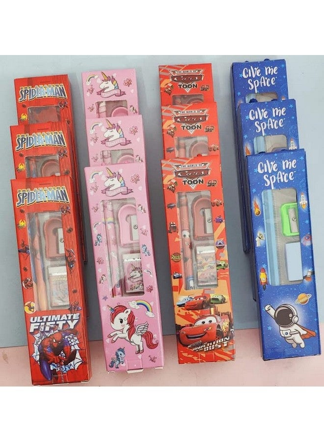 Tera13 Return Gifts For Kids Stationery Set (6 Pcs) Cartoon Theme Stationary Kit Set, School Stationary Items Black Pencil Eraser Sharpener For Kids Girls & Boys Kanjak Gifts - Image 4