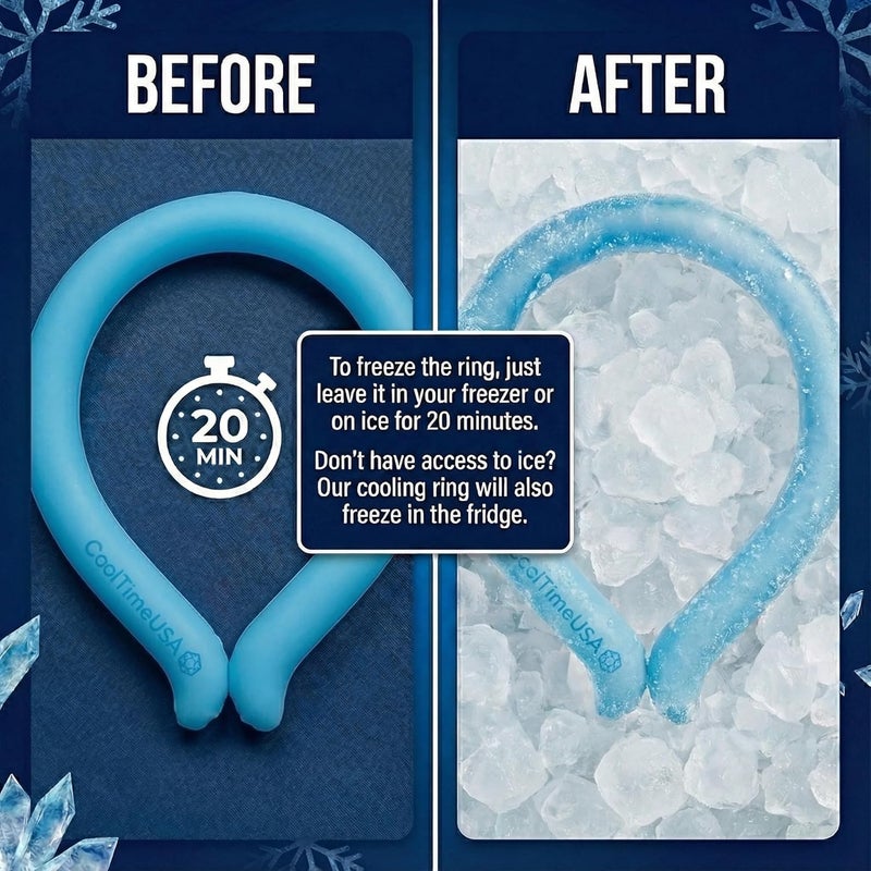 CoolTimeUSA Neck Cooling Tube (Blue, 1) | Wearable Cooling Neck Wraps for Summer Heat I Hands free Cold Gel Ice Pack | Reusable Neck Cooler | Relief for Hot Flashes and Fever - Image 3