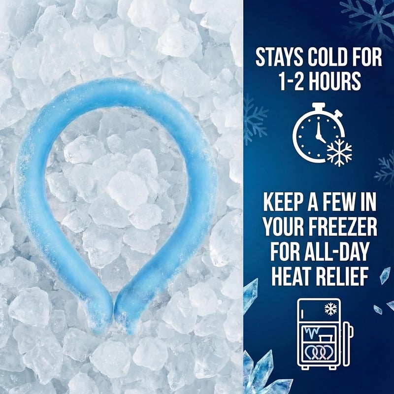 CoolTimeUSA Neck Cooling Tube (Blue, 1) | Wearable Cooling Neck Wraps for Summer Heat I Hands free Cold Gel Ice Pack | Reusable Neck Cooler | Relief for Hot Flashes and Fever - Image 2