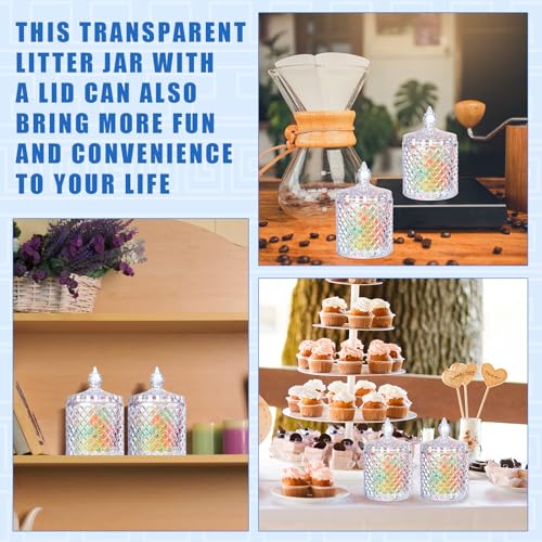 Aoriher 4 Pcs Crystal Glass Candy Jar Set with Lids Home Decorative Storage Jars for Apothecary, Bathroom, Kitchen, and Pantry, Ideal for Cotton Swabs and Jewelry(Medium,Rainbow) - Image 5
