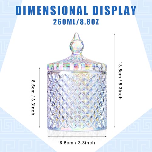 Aoriher 4 Pcs Crystal Glass Candy Jar Set with Lids Home Decorative Storage Jars for Apothecary, Bathroom, Kitchen, and Pantry, Ideal for Cotton Swabs and Jewelry(Medium,Rainbow) - Image 2