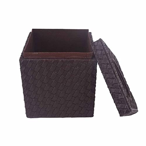 Premsons® Tissue Paper Box Vegan Leather Woven Design for Dining Room Kitchen Bedroom Car and Home Decor - Square - Brown - Image 3