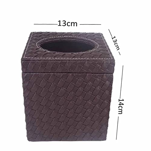 Premsons® Tissue Paper Box Vegan Leather Woven Design for Dining Room Kitchen Bedroom Car and Home Decor - Square - Brown - Image 4