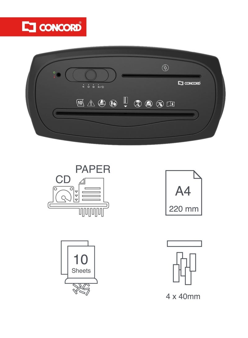 CONCORD 10-Sheets Cross Cut Shredder for Home Office Use with 15L Bin Capacity for Credit Card/CD Destroy Paper Shredder - Image 2