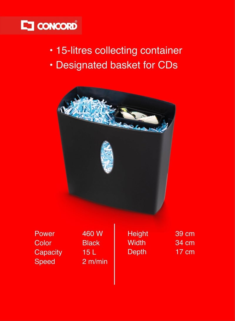 CONCORD 10-Sheets Cross Cut Shredder for Home Office Use with 15L Bin Capacity for Credit Card/CD Destroy Paper Shredder - Image 5