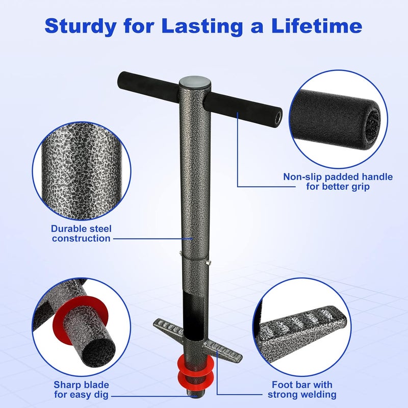 DEROFIT Bulb Planter Garden Sod Plugger with Ergonomic Masual Handle,Heavy Duty Planting Tools for Digging Holes to Plant Spring Flowers Bulbs,Bedding Plants,Tulips,Crocus,Dahlias,Gladiolus,Lilies - Image 3