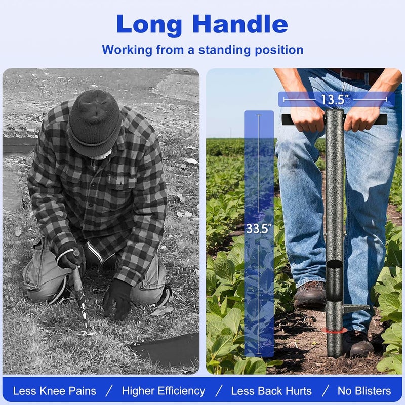 DEROFIT Bulb Planter Garden Sod Plugger with Ergonomic Masual Handle,Heavy Duty Planting Tools for Digging Holes to Plant Spring Flowers Bulbs,Bedding Plants,Tulips,Crocus,Dahlias,Gladiolus,Lilies - Image 4