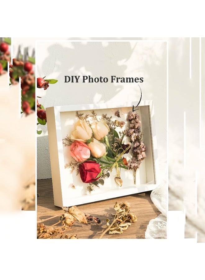 2pcs Shadow Box Frame Display Case 8x10'', Dried Flower Photo Frame, 3D Picture Frame Display Case Deeper 3cm with Transparent Acrylic Panel for Photos, DIY Crafts, Wedding Souvenir (White, 8"x10") - Image 5