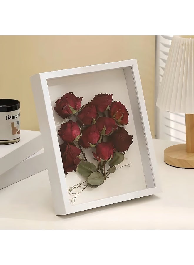 2pcs Shadow Box Frame Display Case 8x10'', Dried Flower Photo Frame, 3D Picture Frame Display Case Deeper 3cm with Transparent Acrylic Panel for Photos, DIY Crafts, Wedding Souvenir (White, 8"x10") - Image 2
